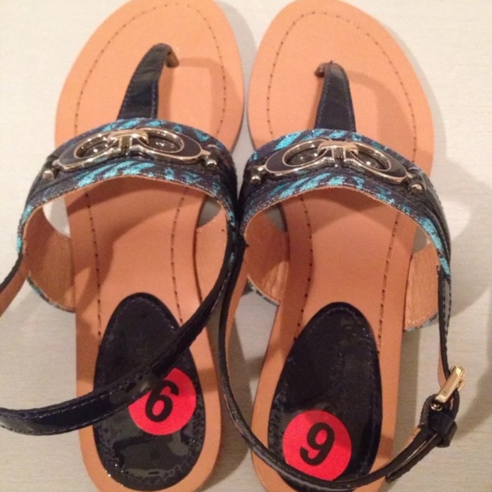 Coach thong sandals blue navy turquoise 6 - Picture 4 of 7